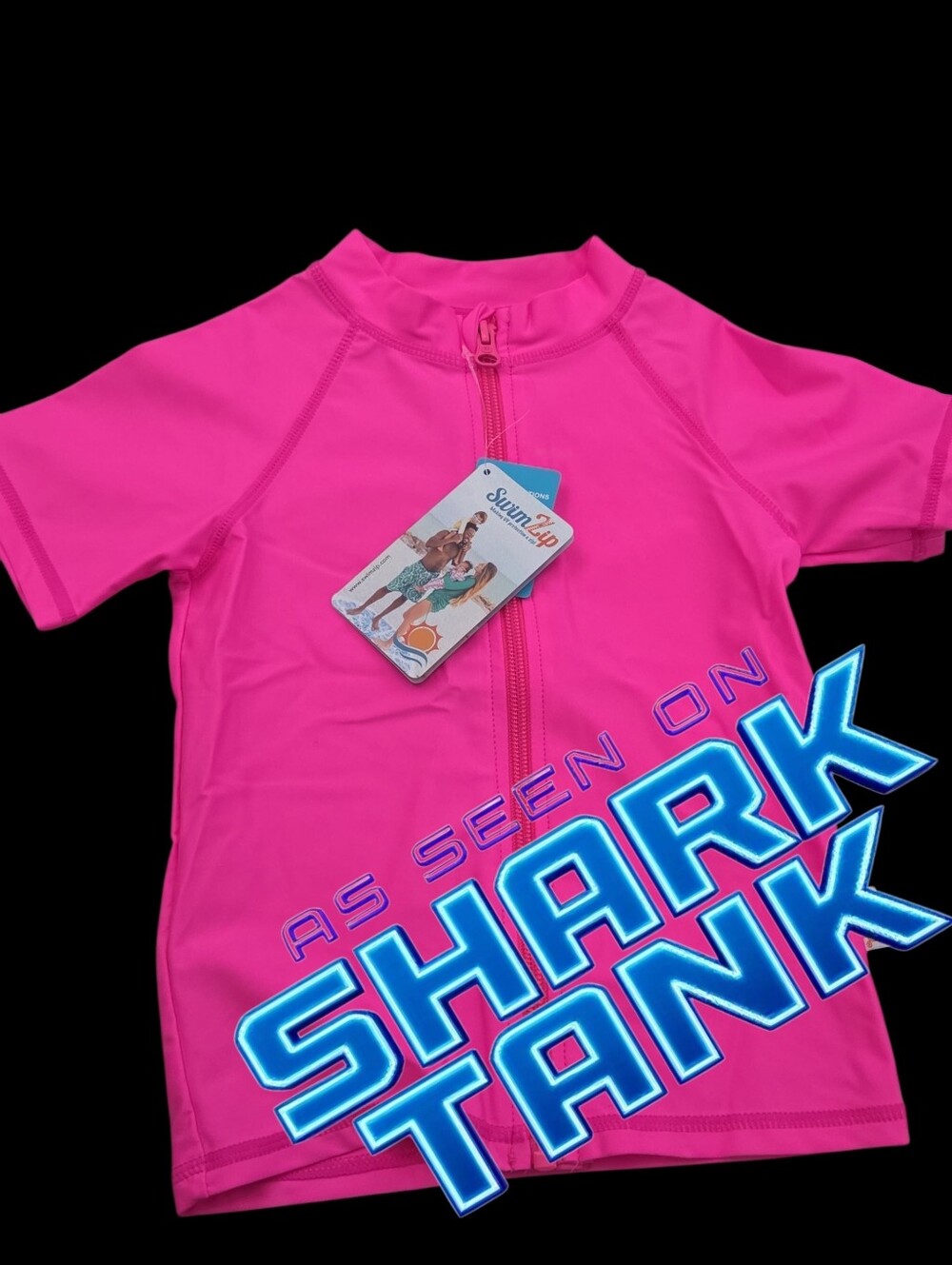 Shark Tank swimzip rashguard swim neon top Girls 4T